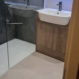 ABK Poetry Stone Trani Ivory - used in a bathroom transformation in Newport Pagnell