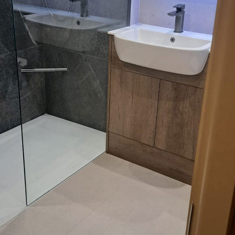 ABK Poetry Stone Trani Ivory - used in a bathroom transformation in Newport Pagnell