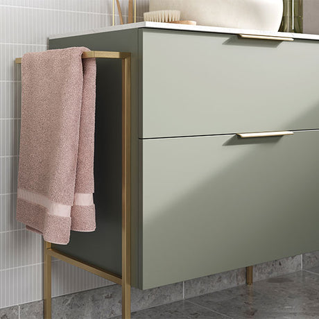 Tabo Milan Matt Olive Green Wall Hung 2 Drawer Basin Unit 