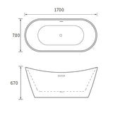 Apollo Bakerloo Freestanding White Bath 1700 x 780 x 690mm