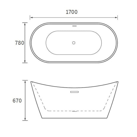 Apollo Bakerloo Freestanding White Bath 1700 x 780 x 690mm