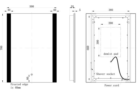 Tabo Cosmos Front-Lit LED Mirror 500 x 700mm