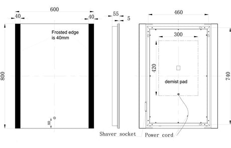 Tabo Cosmos Front-Lit LED Mirror 600 x 800mm