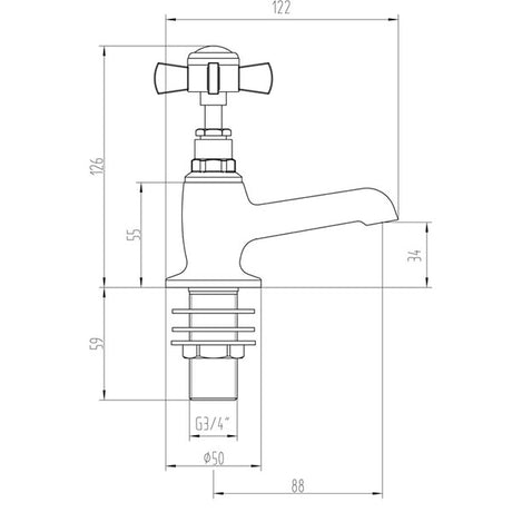 Tabo Ophelia Chrome Bath Pillar Taps