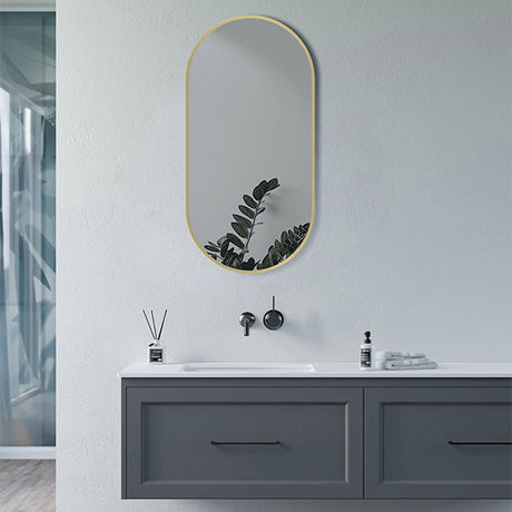 Tabo Moon Brushed Brass Obround Mirror 800 x 400mm