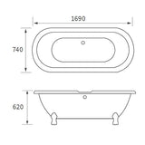 Tabo Richard Freestanding White Bath 1690 x 740 x 620mm