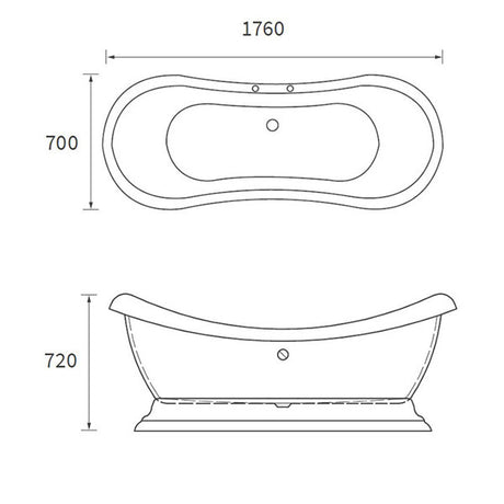 Apollo Highgate Freestanding Bath & Base 1760 x 700 x 720mm
