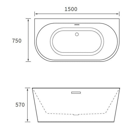 Apollo Newbury Freestanding Bath 1500 x 750 x 570mm