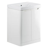 Tabo Magenta White Gloss Floor Standing 2 Door Cloakroom Basin Unit 600mm