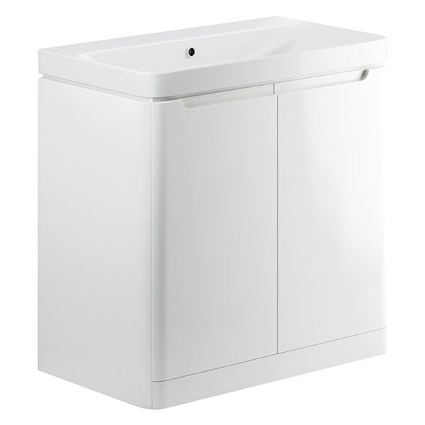 Tabo Magenta White Gloss Floor Standing 2 Door Cloakroom Basin Unit 800mm