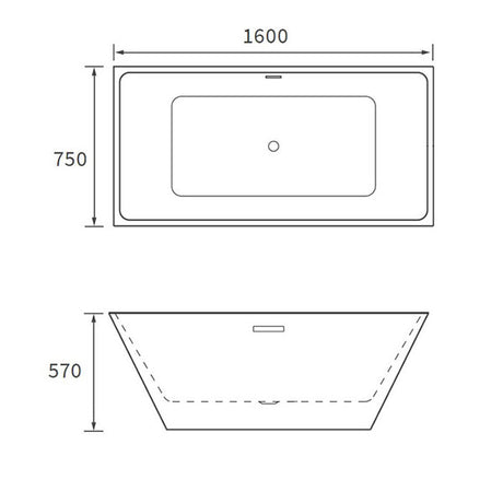 Apollo Paddington Freestanding Bath 1600 x 750 x 570mm