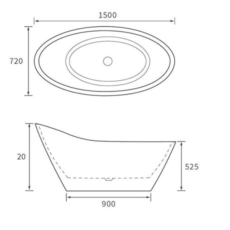 Apollo Russell Freestanding Bath 1500 x 720 x 720mm