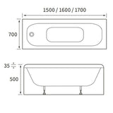 Apollo Turnpike Steel Single Ended Bath 1700 x 700 x 500mm