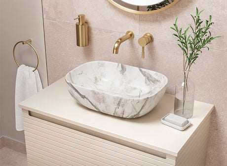 Tabo Rosina Matt Cotton Wall Hung 1 Drawer Basin Unit & Worktop 600mm (basin not included)