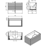 Tabo Rosina Matt Cotton Wall Hung 1 Drawer Basin Unit & Worktop 800mm