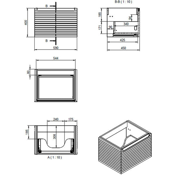 Tabo Rosina Matt Cotton Wall Hung 1 Drawer Unit & Basin 615mm