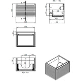 Tabo Rosina Matt Cotton Wall Hung 1 Drawer Unit & Basin 615mm