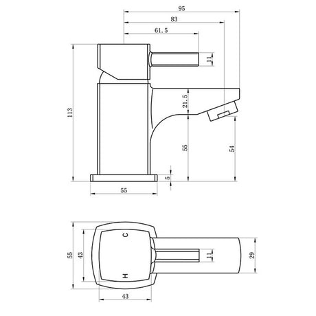 Tabo Fern Cloakroom Basin Mixer Tap & Waste