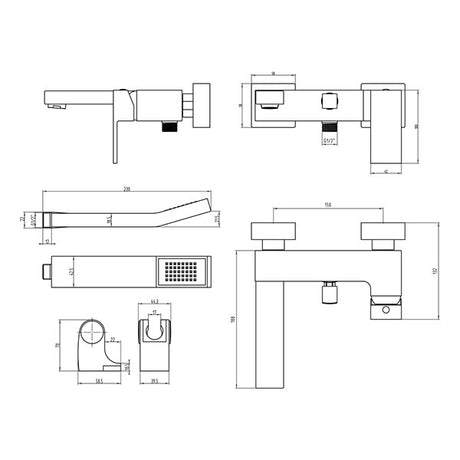 Tabo Ricco Wall Mounted Bath Shower Mixer Tap