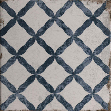Arteva Antique Blue Patterned Matt Tile 20 x 20cm