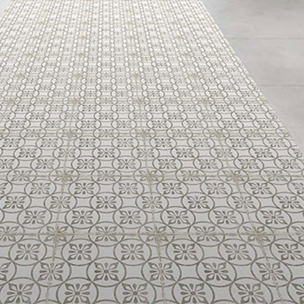 Arteva Petal Grey Patterned Matt Tiles, installed on floor