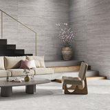 Avani Gris Vein Cut tiles on wall with Bianco Cross Cut on floors