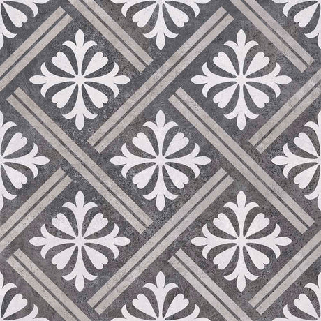 Ravello Charcoal Patterned Matt Tile 33.5 x 33.5cm