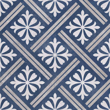 Ravello Navy Blue Patterned Matt Tile 33.5 x 33.5cm