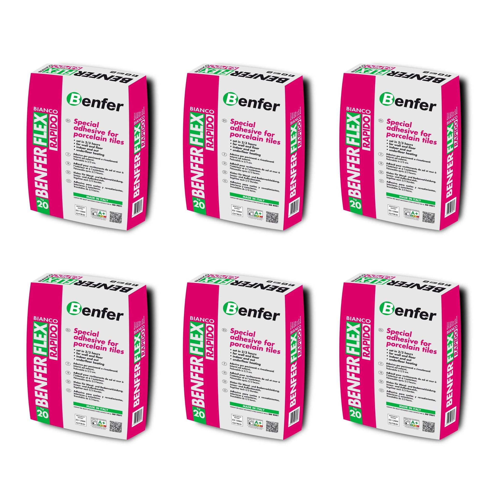 BenferFlex Rapido White Tile Adhesive 20kg - Pallet of 50 Boxes