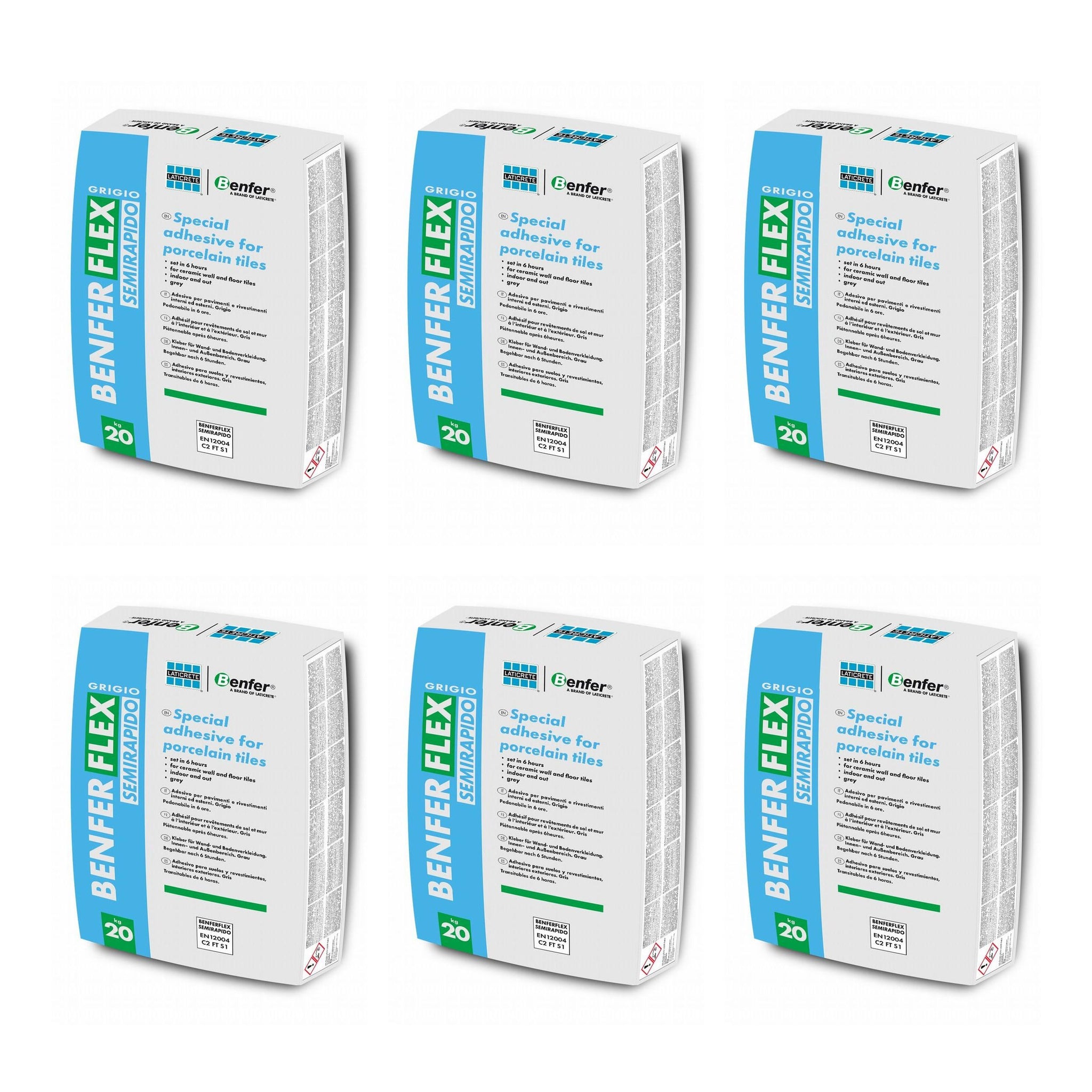 BenferFlex Semi Rapido Grey Tile Adhesive 20kg - Pallet of 50 Boxes