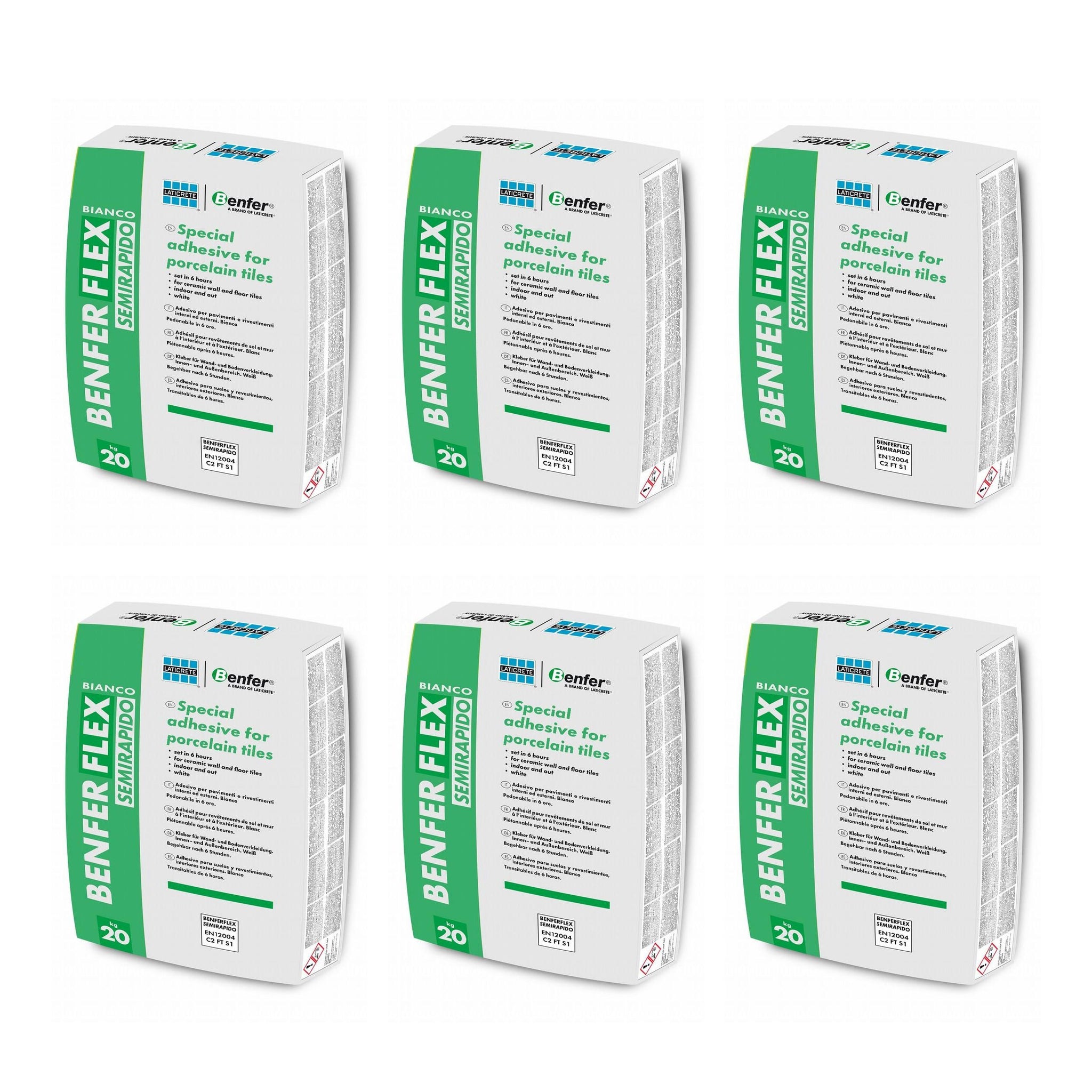 BenferFlex Semi Rapido White Tile Adhesive 20kg - Pallet of 50 Boxes