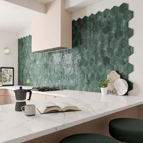 Bond Green Hexagon Gloss Ceramic Wall Tiles