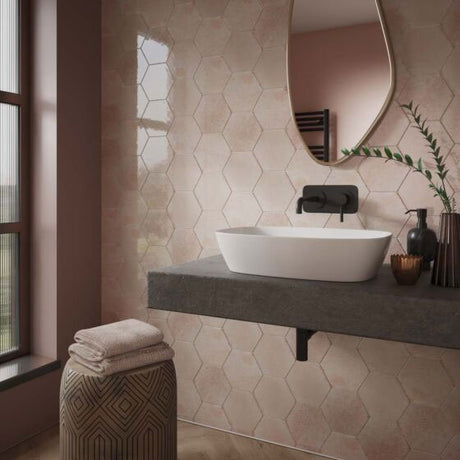 Bond Rose Hexagon Gloss Ceramic Wall Tiles