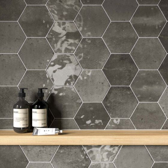 Bond Ash Hexagon Gloss Ceramic Wall Tiles