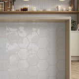 Bond White Hexagon Gloss Ceramic Wall Tiles
