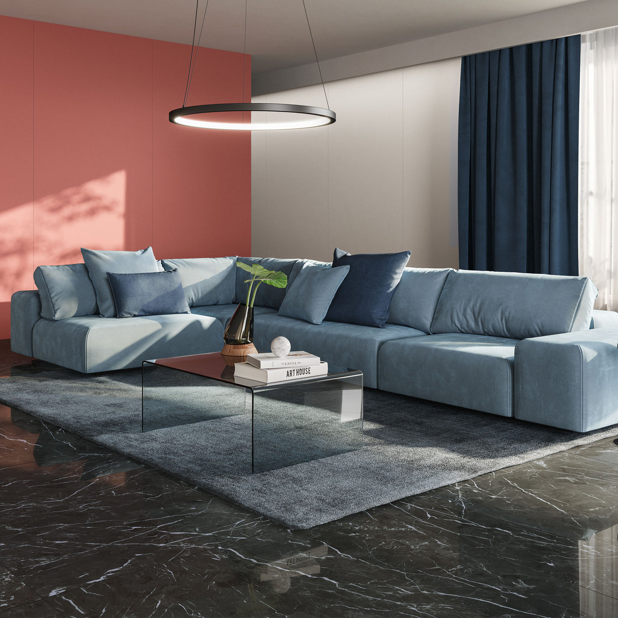 Casalgrande Atelier Brume Tiles (with Atelier Rubino & Marmoker Nero Creta on the floor)