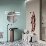 Casalgrande Atelier Fiordaliso mosaic tiles & Atelier Brume on the walls with Macro Moro on the floor