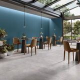 Casalgrande Atelier Oltremare wall tiles (with Metropolis White floor tiles)