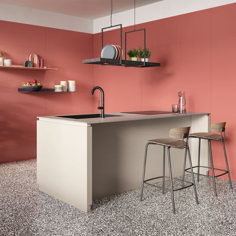 Casalgrande Atelier Rubino Tiles (with Terrazzo Black on floor)