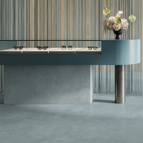 Casalgrande Concept Blue Rectified Floor Tiles (with Concept Cannetè decor wall tiles)