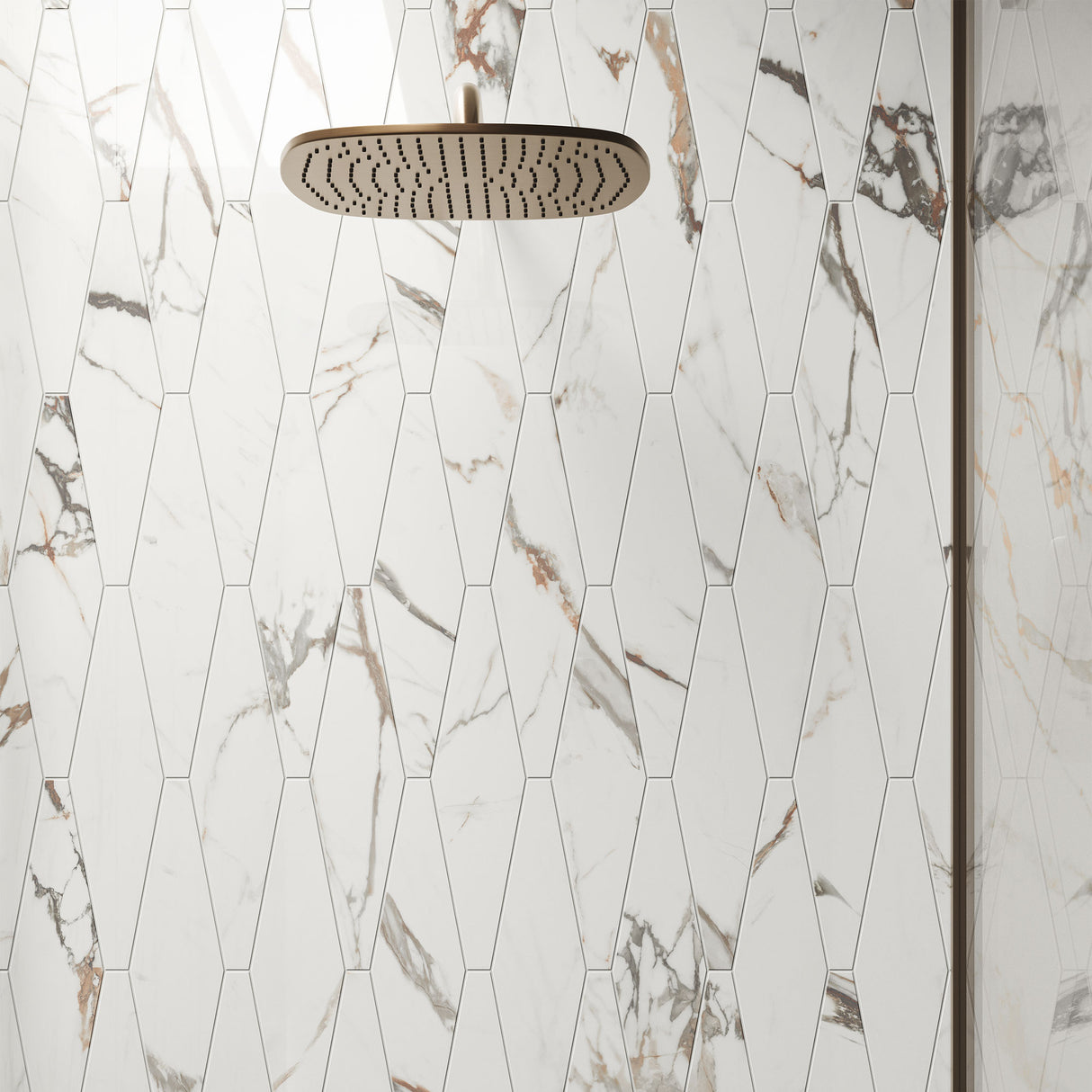 Casalgrande Marmora Lunense (vein-touch mosaic)