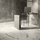 Casalgrande Marmora Lunense (smooth finish) with Morato on the wall