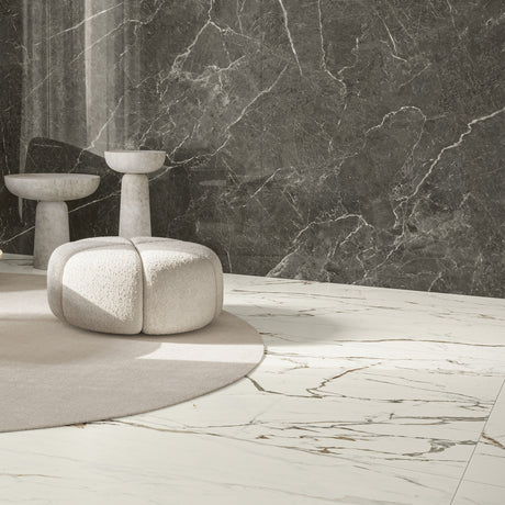 Casalgrande Marmora Lunense (smooth finish) with Morato on the wall