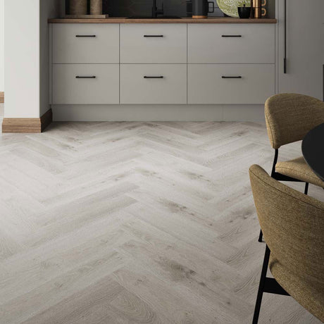 ClickLux Ashdown Limed Oak Herringbone Matt SPC Click Vinyl 12.6 x 63cm