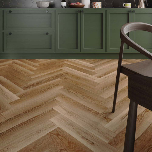 ClickLux Burnham Golden Oak Herringbone Matt SPC Click Vinyl 12.6 x 63cm