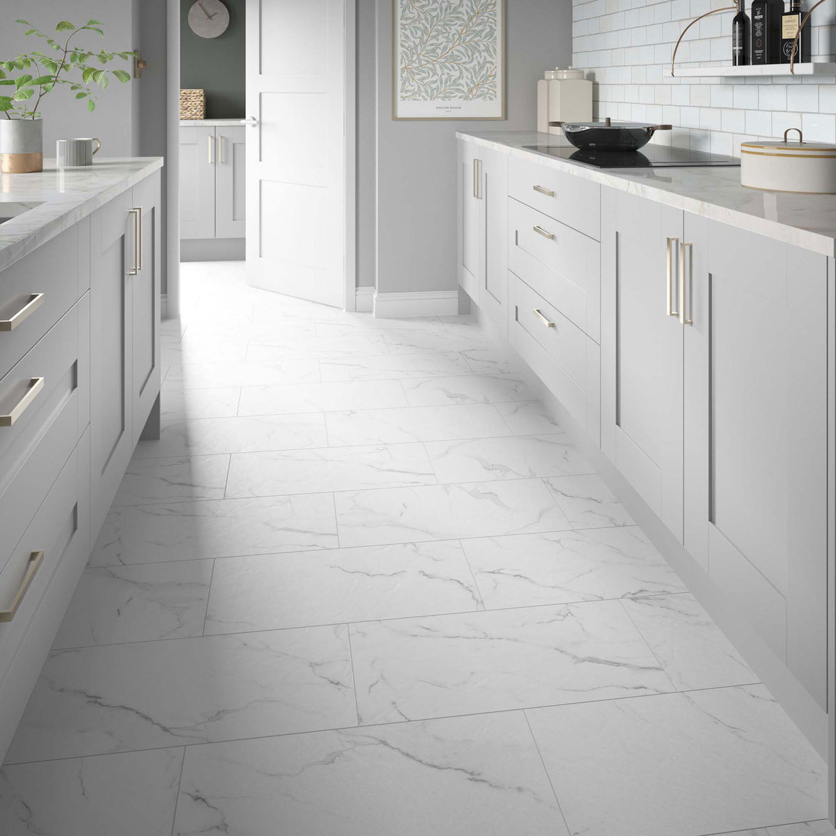 ClickLux Castello Marble White Matt SPC Click Vinyl 30.5 x 61cm