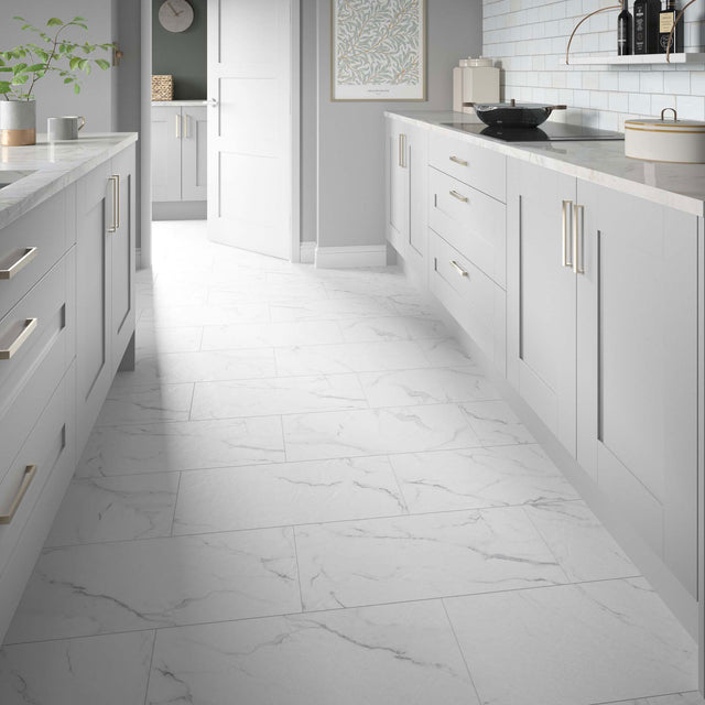 ClickLux Castello Marble White Matt SPC Click Vinyl 30.5 x 61cm