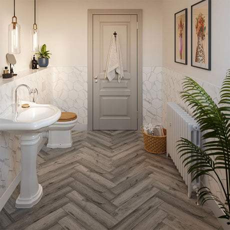 ClickLux Haldon Antique Oak Herringbone Matt SPC Click Vinyl 12.6 x 63cm