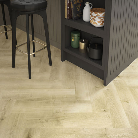 ClickLux Rydal Natural Oak Herringbone Matt SPC Click Vinyl 12.6 x 63cm