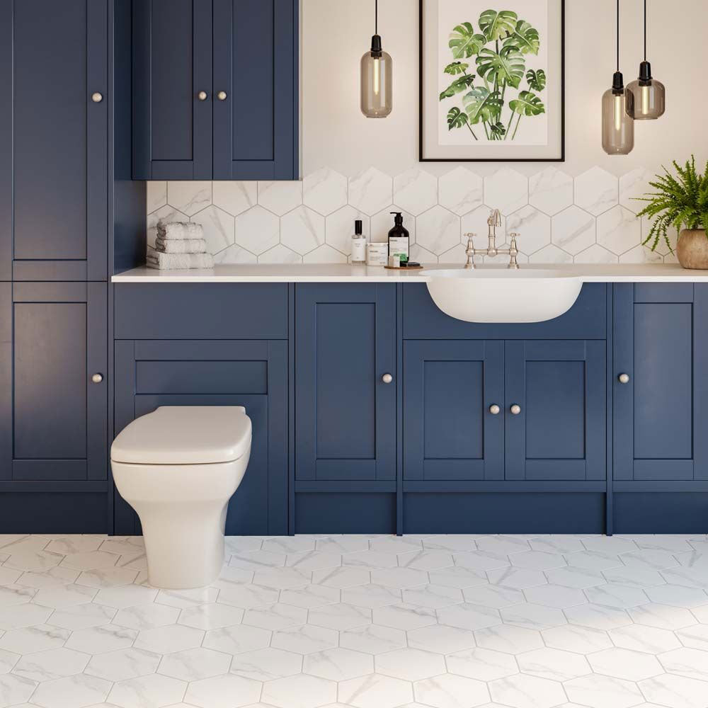 Facet Marble Hexagon Matt Porcelain Tiles in bathroom